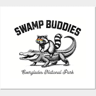 Swamp Buddies Raccoon Aligator Everglades National Park Posters and Art